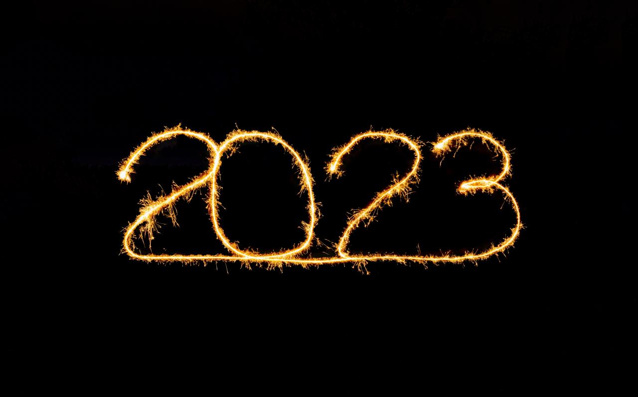 2023 written in light with sparklers over a long exposure